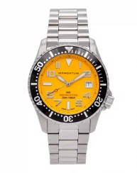Relógio Momentum Watches prata para homens com pulseira de aço M20 DSS Diver Yellow 42MM