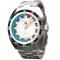 Męski srebrny zegarek NTH Watches ze stalowym paskiem DevilRay With Date - Silver / White Automatic 43MM
