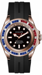 Złoty męski zegarek Ocean X z gumką SHARKMASTER 1000 Candy SMS1003 - Gold Automatic 44MM