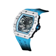 Weiße Herrenuhr Tsar Bomba Watch mit Gummiband TB8208CF - White Blue Automatic 43,5MM