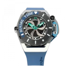 Orologio Mazzucato bracciale da uomo nero con elastico RIM Scuba Black / Blue - 48MM Automatic