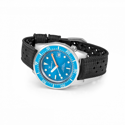 Strieborné pánske hodinky Squale s gumovým pásikom 1521 Ocean COSC Rubber - Silver 42MM Automatic
