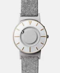 Reloj Eone plateado de hombre con correa de piel Bradley Compass Gold - Silver 40MM