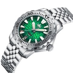 Montre Phoibos Watches pour homme en argent avec bracelet en acier KRAKEN 200M PY059A Automatic 40MM
