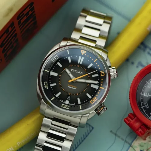 Zilverkleurig herenhorloge van Circula Watches met stalen riem band SuperSport - Black 40MM Automatic