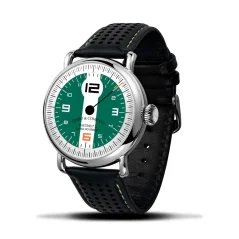 Silberne Herrenuhr Ferro & Company mit Ledergürtel Distinct 3 British Racing Green 42MM