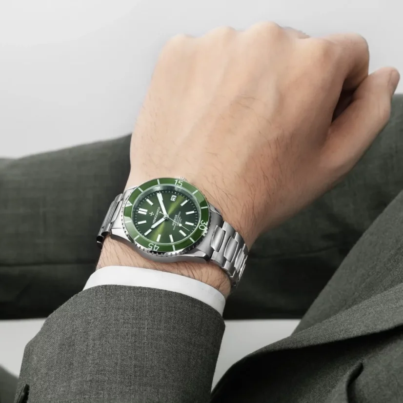 Men's Venezianico silver watch with steel strap Nereide 3121501C Green 39MM Automatic