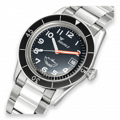 Strieborné pánske hodinky Squale s oceľovým pásikom Sub-39 Black Arabic Bracelet - Silver 40MM Automatic