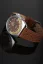 Men's silver Nivada Grenchen watch with leather strap Antarctic GMT - Tropical 32061A17 36MM Automatic