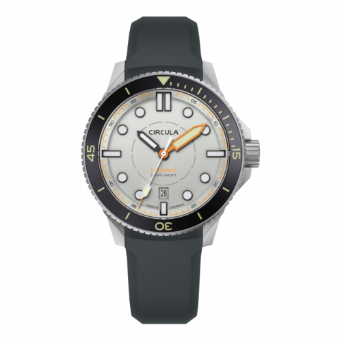 Muški srebrni sat Circula Watches s gumicom DiveSport Titan - Grey / Black DLC Titanium 42MM Automatic