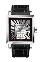 Męski srebrny zegarek Agelocer Watches ze skórzanym paskiem Codex Retro Series Silver / Red 35MM