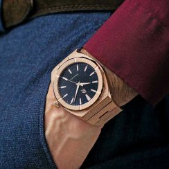 Złoty zegarek męski Paul Rich ze stalowym paskiem Star Dust Frosted - Rose Gold 45MM