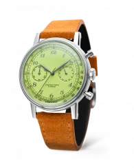 Męski srebrny zegarek Undone Watches ze skórzanym paskiem Vintage Pistachio Crisp 40MM
