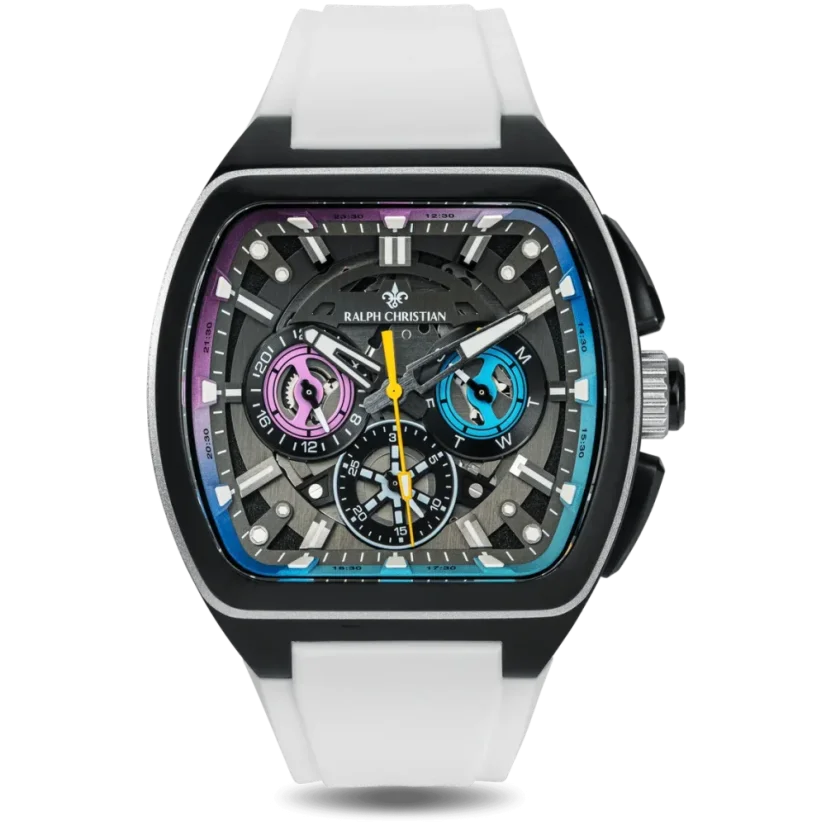Černé pánské hodinky Ralph Christian s gumovým páskem The Vector Sport - Polar Flux 47MM