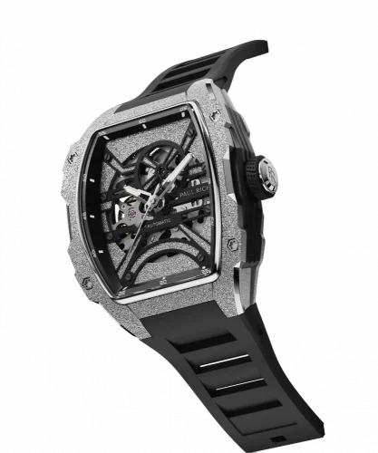 Stříbrné pánské hodinky Paul Rich Watch s gumovým páskem Frosted Astro Skeleton Abyss - Silver 42,5MM