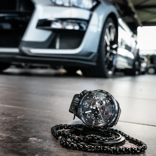 Reloj Bomberg Watches negro con banda de goma Racing PORTIMAO 45MM