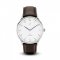 Stříbrné pánské hodinky About Vintage s páskem z pravé kůže Vintage Steel / White 1969 41MM