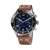 Stříbrné pánské hodinky Hemel s páskem z pravé kůže The Hemel HFT20 / VK64 configuration / Navy Dial GMT 42 MM