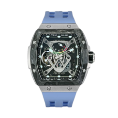 Srebrny zegarek męski Tsar Bomba Watch z gumką Neutron Limited Edition - Blue 46MM Automatic