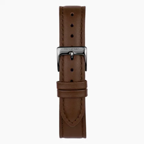 Montre Nordgreen pour homme en noir avec un bracelet en cuir Pioneer Navy Dial - Black Leather / Gun Metal 42MM