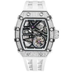 Silberne Herrenuhr Tsar Bomba Watch mit Gummiband TB8209D - Silver / White Automatic 43,5MM
