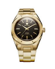 Zlaté pánské hodinky Nivada Grenchen s ocelový páskem F77 MARK II GOLD 68028A77 38MM Automatic