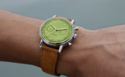 Męski srebrny zegarek Undone Watches ze skórzanym paskiem Vintage Pistachio Crisp 40MM