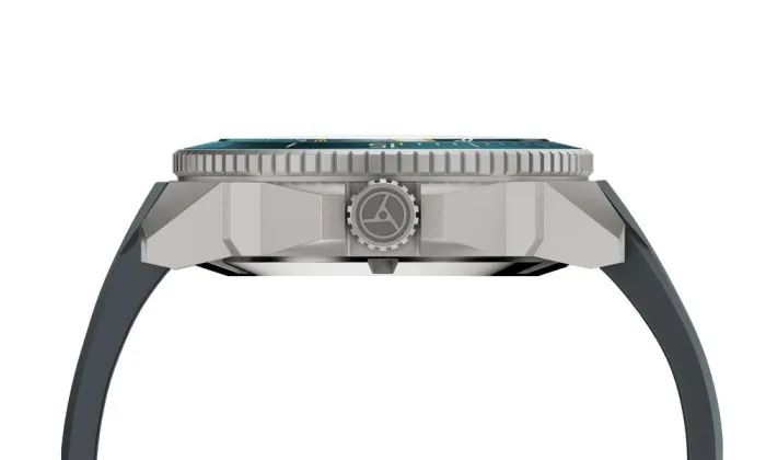 Męski srebrny zegarek Circula Watches z gumowym paskiem DiveSport Titan - Petrol / Petrol Aluminium 42MM Automatic