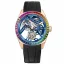 Zlaté pánské hodinky Agelocer s gumovým páskem Tourbillon Rainbow Series Black / Blue 42MM