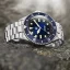 Męski srebrny zegarek NTH Watches ze stalowym paskiem Amphion Commando No Date - Blue Automatic 40MM