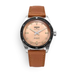 Montre Vulcain pour homme de couleur argent avec bracelet en cuir Skindiver Nautique - Brown - BROWN PLAIN 44,5MM Automatic