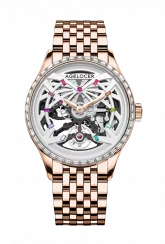 Złoty zegarek męski Agelocer Watches z paskiem stalowym Schwarzwald II Series Gold / White Rainbow 41MM Automatic