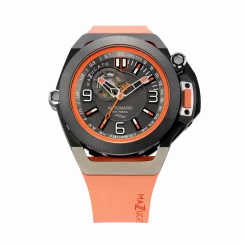 Relógio masculino de prata Mazzucato com bracelete de borracha RIM Scuba Black / Orange - 48MM Automatic