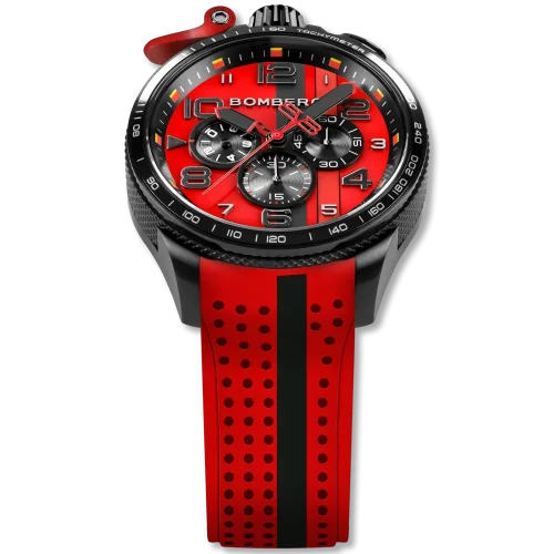 Schwarze Herrenuhr Bomberg Watches mit Gummiband Racing MONZA 45MM