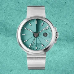 Zilverkleurig herenhorloge van 22Designstudio Watches met stalen band Concrete Sport Green 45MM Automati