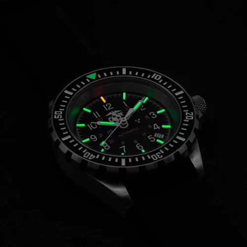 Stříbrné pánské hodinky Marathon Watches s gumovým páskem Official USMC™ Large Diver's 41MM Automatic