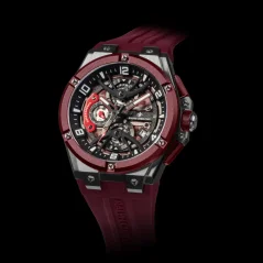 Srebrny zegarek męski Ralph Christian z gumką The Apex Chrono - Crimson Steel 46MM