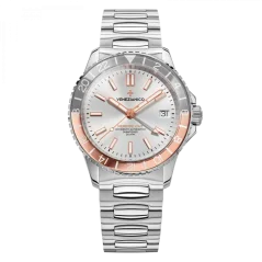 Strieborné pánske hodinky Venezianico s oceľovým pásikom Nereide GMT 3521503C White 39MM Automatic