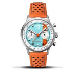 Relógio Ferro & Company prata para homem com bracelete em pele Race Master Chronograph GLF 39MM