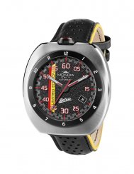 Stříbrné pánské hodinky Mondia s koženým páskem The Bolide - Black 43MM Automatic Limited Edition