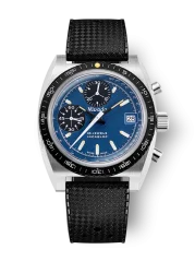 Men's silver Nivada Grenchen watch with rubber strap CHRONOSPORT Blue 77003A01 38MM Automatic