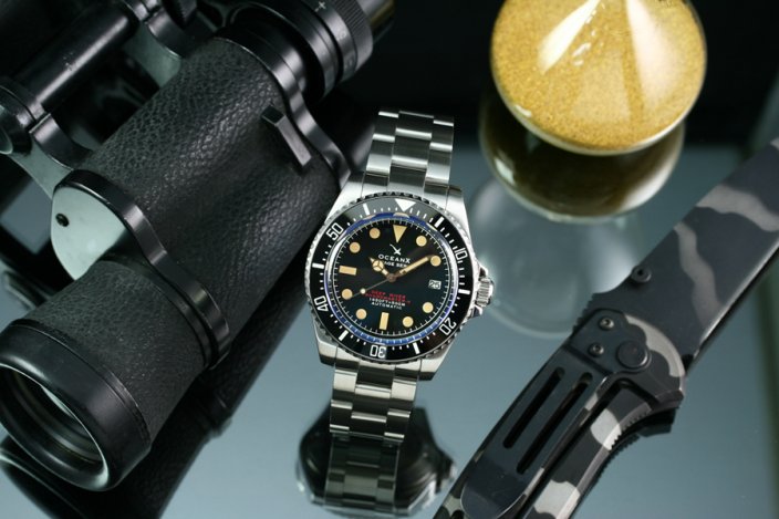 Srebrny męski zegarek Ocean X ze stalowym paskiem SHARKMASTER-V 1000 VSMS521 - Silver Automatic 42MM