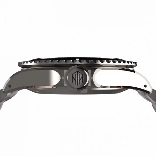 Montre NTH Watches pour homme en argent avec bracelet en acier 2K1 Subs Swiftsure No Date - Black Automatic 43,7MM