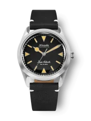 Stříbrné pánské hodinky Nivada Grenchen s koženým páskem Super Antarctic 32024A15 38MM Automatic