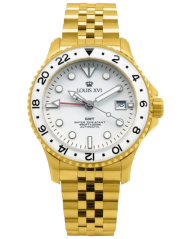Relógio Louis XVI ouro para homens com pulseira de aço Mirabeau GMT 1431 - Gold 41MM Automatic