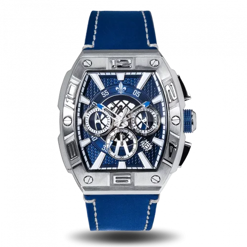 Stříbrné pánské hodinky Ralph Christian s koženým páskem The Intrepid Chrono - Silver 42,5MM