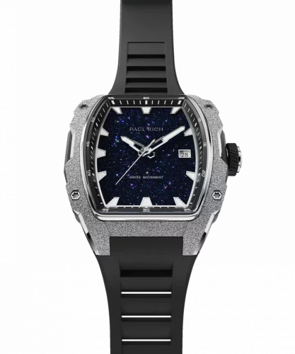 Strieborné pánske hodinky Paul Rich Watch s gumovým pásikom Frosted Astro Abyss - Silver 42,5MM