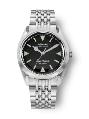 Męski srebrny zegarek Nivada Grenchen ze stalowym paskiem Super Antarctic 32026A04 38MM Automatic
