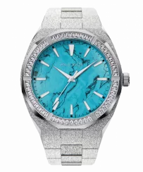 Ασημένιο ρολόι Paul Rich για άντρες με ιμάντα από χάλυβα Frosted Star Dust Azure Dream - Silver 45MM