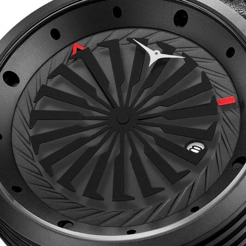 Schwarze Herrenuhr Zinvo Watches mit echtem Ledergürtel Blade Phantom - Black 44MM